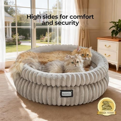 BALANCE Cat Bed Kitten Bed, Washable Round Cat Beds for Indoor Cats,Super Soft Plush Faux Fur Pet Bed for Puppy and Kitten with Anti-Slip Bottom - Image 2