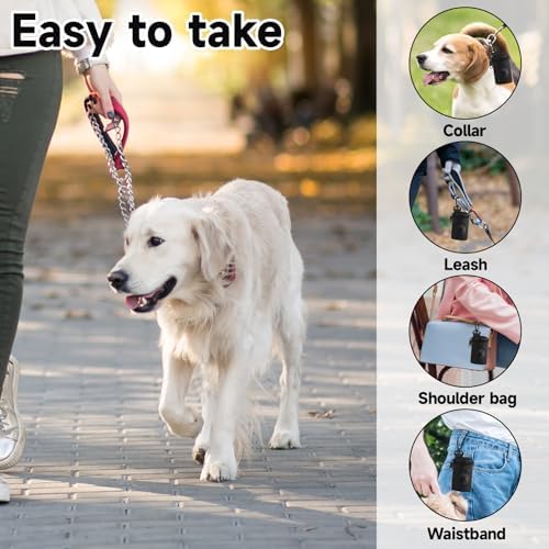Dog Poop Bag Holder for Leash, Durable Fabric Poop Bag Dispenser with Zipper, Soft Pet Waste Bags Pouch, Small Doggy Puppy Walking Accessories Attachment for Leash (Black) - Image 6