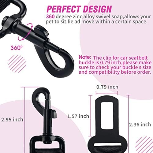 COOYOO Dog Seat Belt,3 Piece Set Retractable Dog Car Adjustable Seatbelts for Vehicle Nylon Pet Safety Heavy Duty & Elastic & Durable Car Harness for Dogs - Image 6