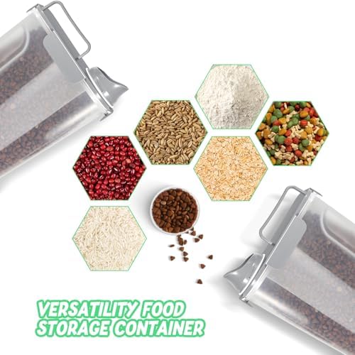 LEAWALK 5Lbs Airtight Cat Dog Food Storage Container With Upgraded Large Nozzle, BPA-Free Pet Food Storage Containers For Rice, Grain, Pet Food, Flour Dog Treat Storage-2Pack Grey - Image 4