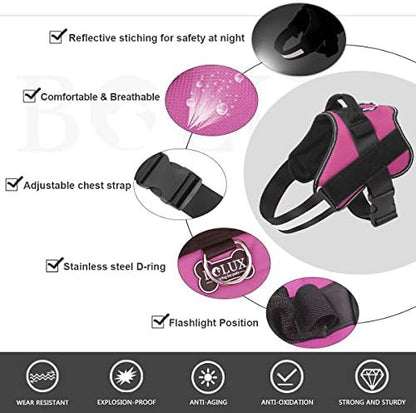 Dog Harness, No-Pull Reflective Dog Vest, Breathable Adjustable Pet Harness with Handle for Outdoor Walking - No More Pulling, Tugging or Choking (Rose red, S) - Image 2