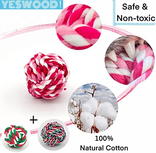 YESWOOD! Rope Balls for Dogs Small Breed,3-Pack Pink Cute Dog Teething Toy - Image 3