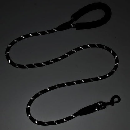 Reflective Dog Leash for Night Walking, 5FT Heavy Duty Rope with Padded Handle & 360° Swivel Clip, Tangle-Free Design for Small Medium Large Dogs