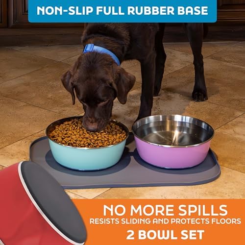 Master Pet Supply Stainless Steel Dog Bowls Set of 2 - Crimson Flame,128 Oz - Image 4