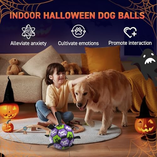 QDAN Halloween Dog Toys Balls with Straps, 8 Inch Large Dog Herding Balls - Image 4