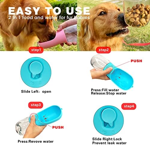 Dog Water Bottle with Food Container, Portable Leak Proof Pet Water Dispenser for Walking Hiking Travel, Puppy Essentials Accessories for Small Large Dogs, Dog Gifts (10oz/15oz/19oz) - Image 4