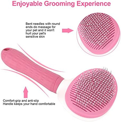 Depets Cat Brush for Shedding, Skin Friendly Self-Clean Dog Slicker Brush - Image 2