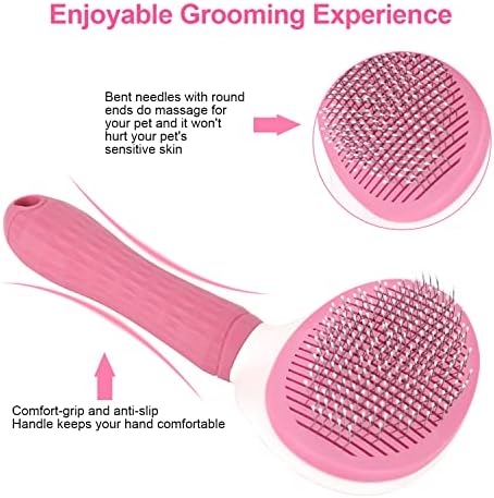 Depets Cat Brush for Shedding, Skin Friendly Self-Clean Dog Slicker Brush - Image 2