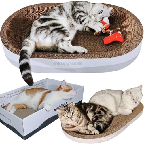 miwoowim 23.6" Extra Large Cat Scratcher Bed & Box Set, Oval Lounge Bowl - Image 6