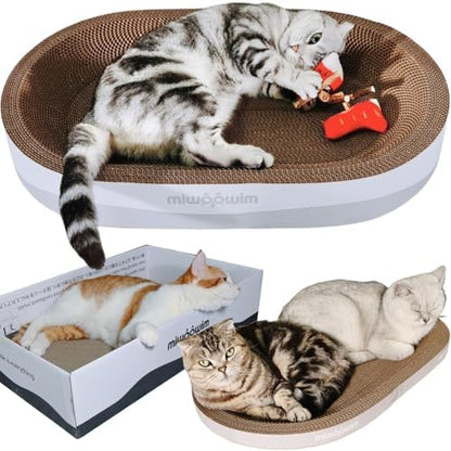 miwoowim 23.6" Extra Large Cat Scratcher Bed & Box Set, Oval Lounge Bowl - Image 6