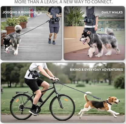 Hands Free Dog Leash with Waist Belt for Running & Walking Bungee Shock Absorber, Auto-Lock Carabiner, Reflective | Fits All Dog Sizes - Image 3