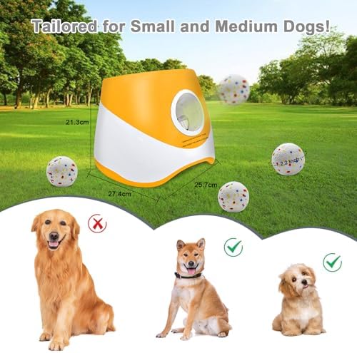 Automatic Dog Ball Launcher for Small to Medium Dogs, 2.2 Inch ETPU Dog Ball Thrower, 3 Distance Adjustable 19-39 Ft Interactive Dog Toy, Mental Stimulating Puppy Toy with 4 ETPU Balls (Orange) - Image 3