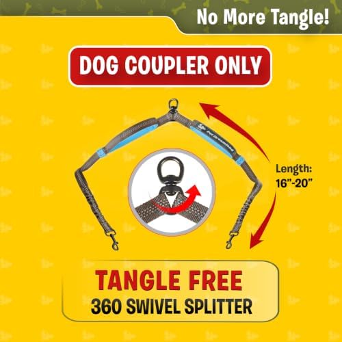 Pet Dreamland Exquisite Leash Coupler for Two Large Dogs with Tangle-Free Swivel. Dual Dog Attachment, Smooth Walks Guaranteed. You Will Absolutely Love This Amazing Gear for 2 Dogs (Grey & Blue) - Image 3