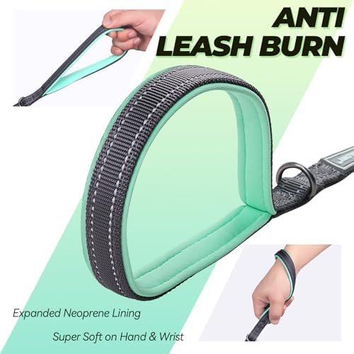 VIVAGLORY Double Handle Dog Leash Twingrip, 6ft x 1/2in, Grey - Image 3