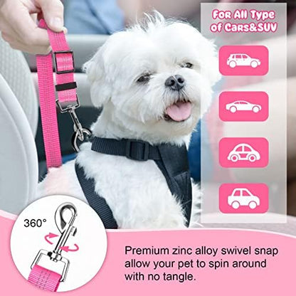 BWOGUE Dog Seat Belt for Car, Headrest Restraint Bungee Lead, Pink - Image 5