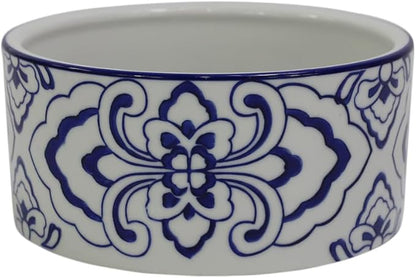 Blue & White Porcelaine Dog Bowls, Non Slip 6" Ceramic Cat Food and Water Bowls, Pets Breed Dogs Dish for Middle and Small Dogs Puppy,Dishwasher & Microwave Safe, 27 OZ or 3.5 Cups
