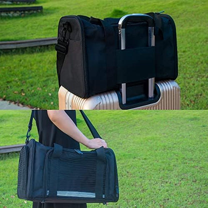 Soft Sided Carrier for Small Medium Cats Dogs,TSA Airline Approved Collapsible Travel Pet Carrier Medium Black - Image 6
