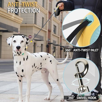 JSXD 360° Tangle-Free Retractable Dog Leash with One-Handed Brake, Pause, Lock, 10 ft Strong Nylon Tape Pet Walking Leash,Suitable for Cats, Small and Medium Dogs up to 66 lbs (Black, 10 ft) - Image 5