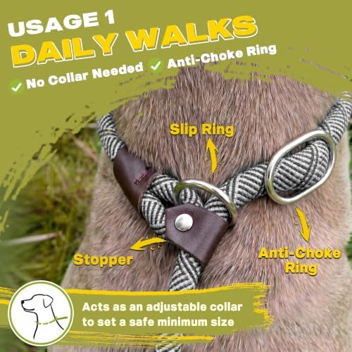 Fida Durable Slip Lead Dog Leash, 6 FT x 1/2" Dog Training Leash, Grey - Image 4