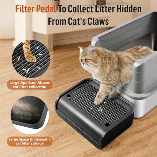 Cat Step for Litter Box, Litter Box Ramp with Filter Function, Black - Image 3