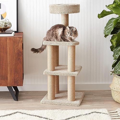 Amazon Basics Cat Tree Tower - Multi-Level Climbing Activity Center for Indoor Cats & Kittens with Scratching Posts, Platform, Jute Rope, Large (45.9"H), Beige - Image 4