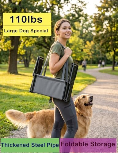 Foldable Dog Ramp for Car, 4-Step Portable Dog Stairs for Large Dogs, Extra Wide Non-Slip Pet Steps for SUV Truck, Supports Up to 150 lbs, Lightweight with Shoulder Strap for Travel & Home - Image 5