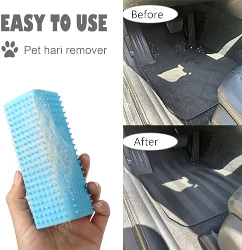 2 Pieces Pet Dog Cat Hair Remover, Block Roller Cleaner, Hollow Silicone Cleaner Brush for Sofa, Car Interiors, Furnishings, Carpets, Bedding or Any Fabric (Orange, Blue) - Image 4