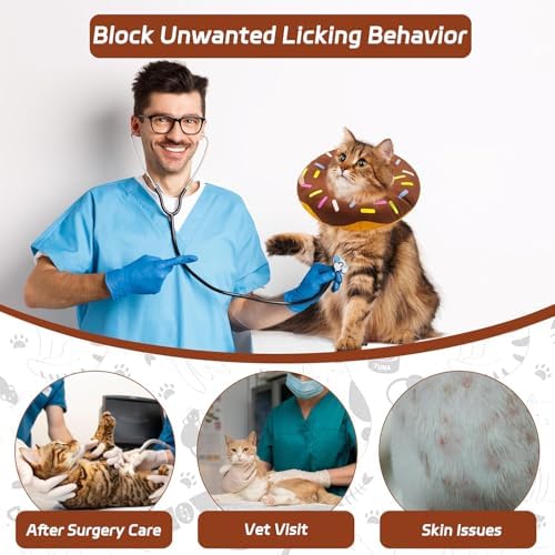 Seyezo Cat Cone Collar Soft, Adjustable Cat Recovery Collars, Donut Brown M - Image 6
