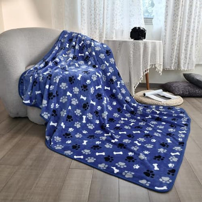 Dog Blanket Waterproof, Reversible Sherpa Fleece Sofa Protector 40x30 Blue - Image 2
