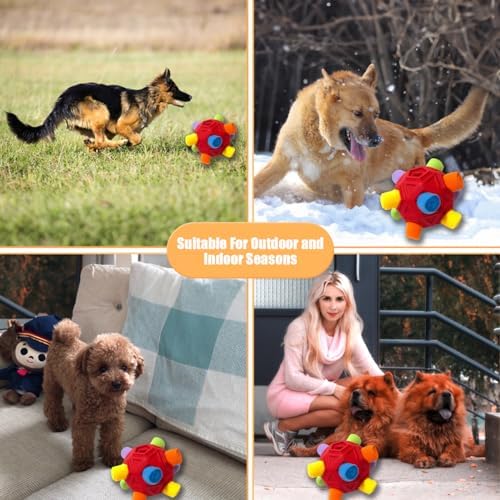 Dog Snuffle Ball-Interactive Puzzle Dog Toys Encourage Natural Foraging Skills Slow Feeder for Training and Stress Relief, Cloth Strip Hiding Food Chew Toys for Any Size Dogs, Machine Washable (Red) - Image 6