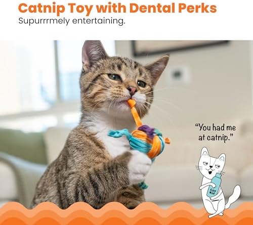 Catstages Catnip Tons of Tails – Interactive Catnip Dental Chew Toy for Cats with Rope, Ribbon & Cotton for Batting, Chasing & Chewing - Image 2