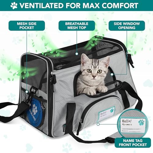 PetAmi Airline Approved Pet Carrier for Cats & Small Dogs, Small Light Gray - Image 3
