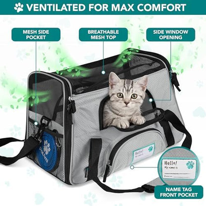 PetAmi Airline Approved Pet Carrier for Cats & Small Dogs, Small Light Gray - Image 3