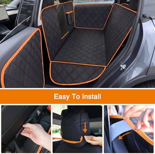 Dog Seat Cover for Tesla Model Y 2020–2026 Including Juniper and Model 3, Custom-Fit Waterproof Pet Hammock with Mesh Window and 2 Door Protectors - Image 4