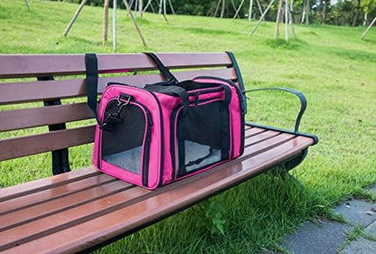 Soft Sided Carrier for Small Medium Cats Dogs,Removable Pad Collapsible Travel Pet Carrier Large Magenta - Image 5