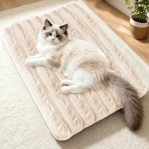 Cat Bed Mat for Indoor Cats, Self Warming Plush Cat Bed, 23.6"x15.7" White by NODARKO