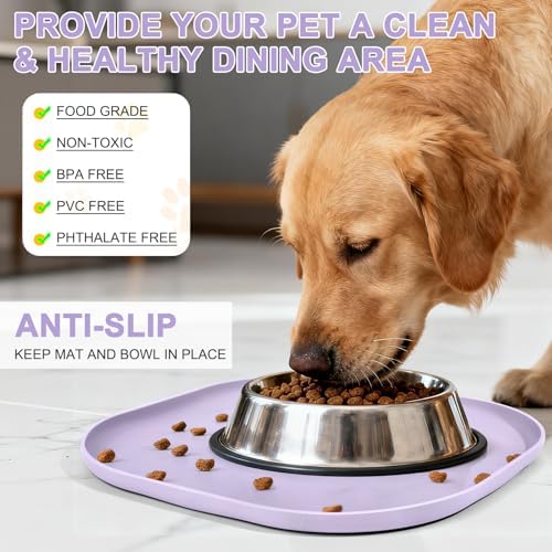 SMILOOL Waterproof Silicone Pet Food Mat with Raised Edge for Dog & Cat - Image 3