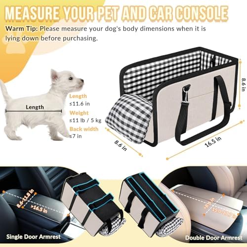 SlowTon Console Dog Car Seat, Dog Booster Seat for Small Dogs Under 11lbs - Image 2