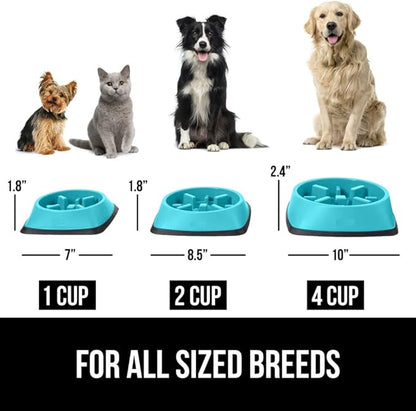 GORILLA GRIP Patented BPA Free Slow Feeder Dog Bowls, Interactive Puzzle Toy for Dogs and Cats Food Training Enrichment, Keeps Pets Busy and Prevents Puppy Overeating, All Breeds, 2 Cup, Turquoise
