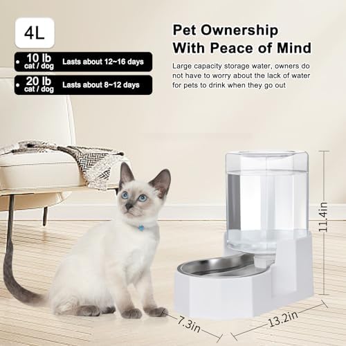 Sfozstra 4L Stainless Steel Gravity Water Dispenser:Cat Bowl - Image 6