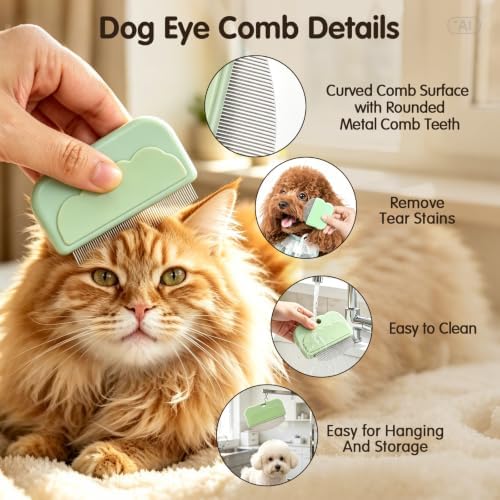 3 Pack Dog Eye Combs, Stainless Steel Tear Stain Remover Tool for Pet Cats - Image 4