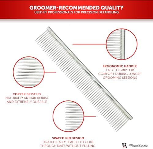 Warren London Cat DeMatter Pro Max 9-Inch Copper Grooming Comb - Image 3