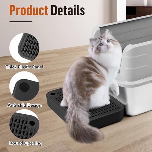 Cat Litter Box Step with Filter Function, Non-Slip Cat Step, Black - Image 4