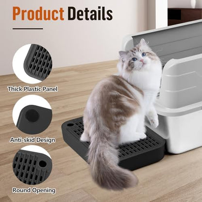 Cat Litter Box Step with Filter Function, Non-Slip Cat Step, Black - Image 4