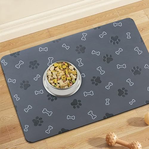 Pet Cat Dog Food Mat Non Slip Mat for Dog Water Bowl Mat Quick Dry Absorbent Cat Feeding Mat, 18.1 * 11.8 in, Brown - Image 7