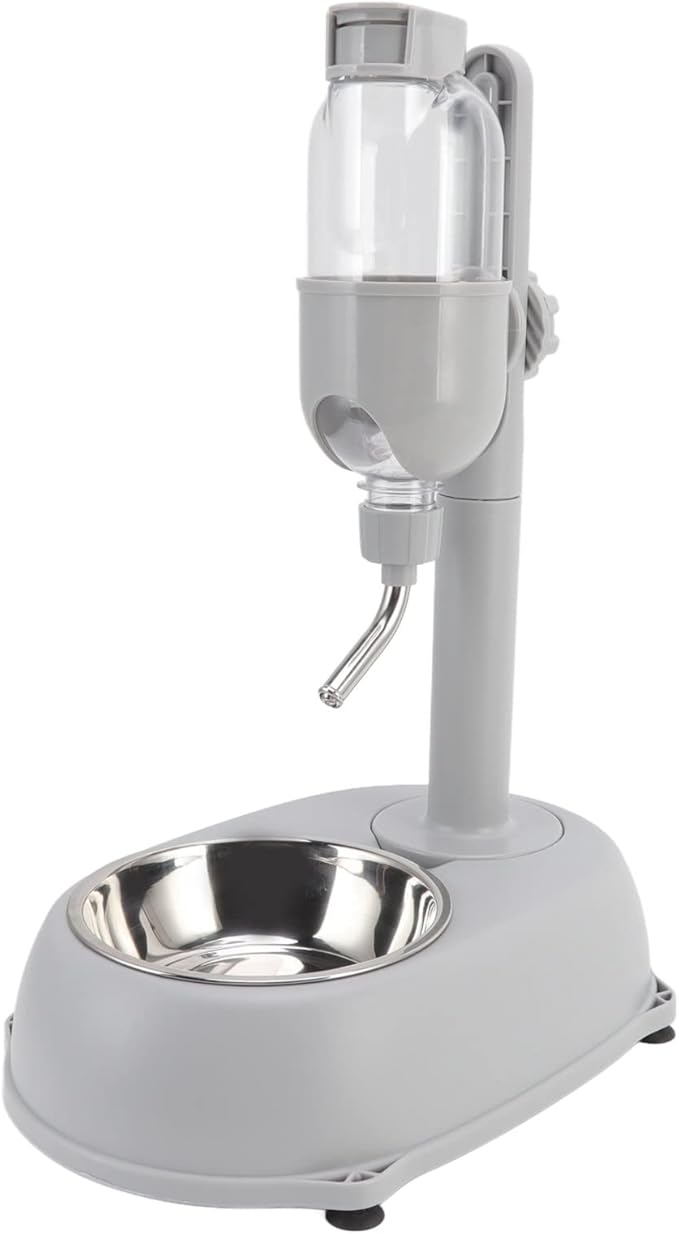 Pet Standing Water Dispenser, Multifunctional 2 in 1 Detachable Height Adjustable Small Pet Puppy Dog Kitten Bowl, Automatic Dog Water Dispenser for Puppy Dog Cat,Grey,11 x 7.7 x 15.4in