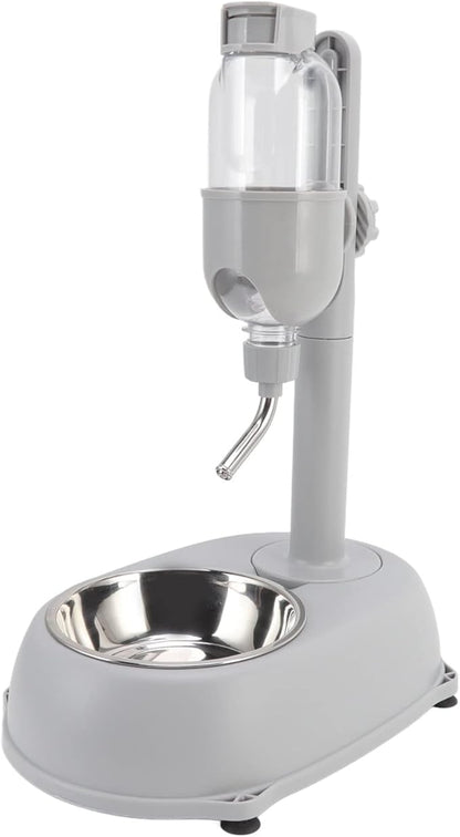 Pet Standing Water Dispenser, Multifunctional 2 in 1 Detachable Height Adjustable Small Pet Puppy Dog Kitten Bowl, Automatic Dog Water Dispenser for Puppy Dog Cat,Grey,11 x 7.7 x 15.4in