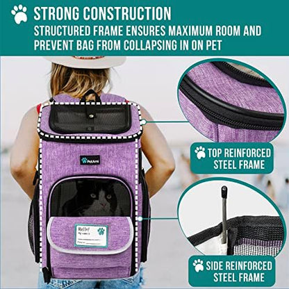 PetAmi Dog Backpack Carrier, Airline Approved 4-Way Entry Cat Bag, Purple - Image 6