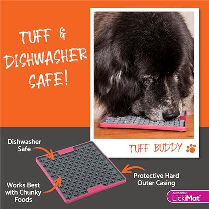 LickiMat Tuff, Heavy-Duty Buddy, Dog Slow Feeder Lick Mat, Boredom Anxiety Reducer; Perfect for Food, Treats, Yogurt, or Peanut Butter, Fun Alternative to a Slow Feed Dog Bowl, Orange - Image 5