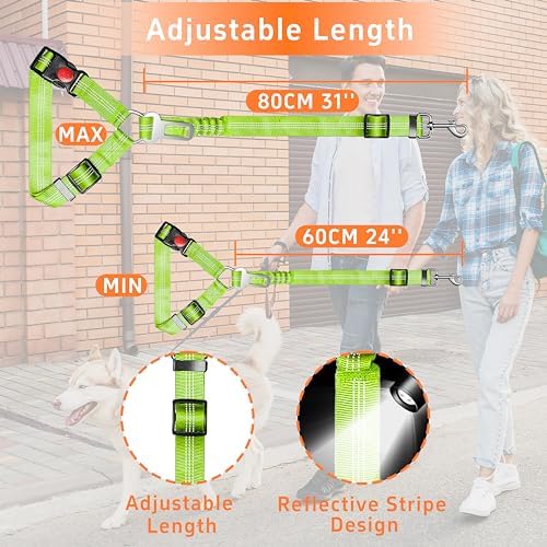 Seyezo Dog Car Seat Belt for Car, 2 Piece Set Retractable Dog Car Harness Adjustable Reflective Dog Seatbelt for Vehicle Headrests, Dog Safety Restraint Seatbelt Heavy Duty& High Elastics, Green - Image 6
